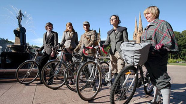 Retro riders ... Participants in Sydney's Tweed Ride.