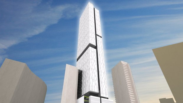 An artist's impression of Central Equity's 60-level tower proposal for 268-274 City Road, 