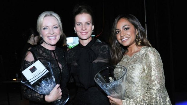 Winners are grinners: Rebecca Gibney, Rachel Griffiths and Jessica Mauboy at the Instyle & Audi Women of Style Awards.