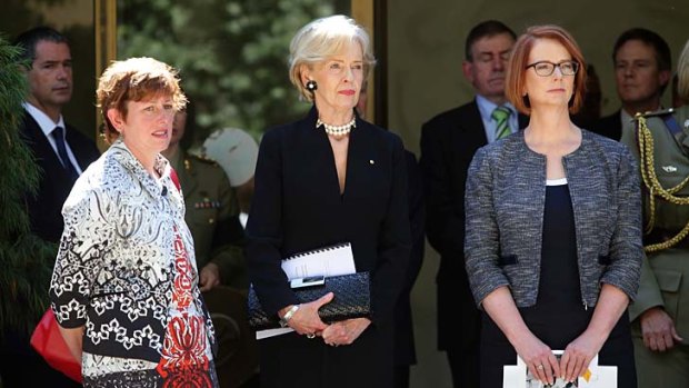 Julia Gillard with Governor-General Quentin Bryce and current Speaker Anna Burke.