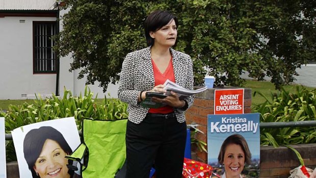 Dumped ... Jodi McKay, the Labor candidate for Newcastle, outside a voting booth.