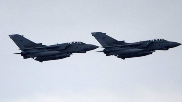 British Royal Air Force Tornado GR4 fighter jets return from a mission over Iraq.