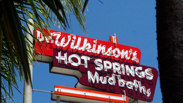 Welcome signs ... a twist on the traditional spa bath at Doctor Wilkinson's Hot Springs Resort.