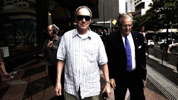 Robert Hughes leaves court in Sydney prior to his conviction for child sex offences. His lawyer will appeal his convictions.