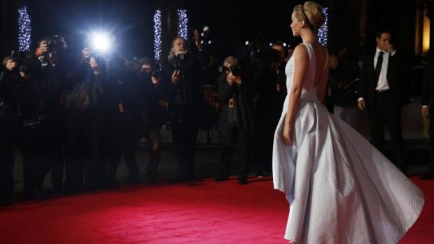 Jennifer Lawrence arrives for the world premiere of <i>The Hunger Games : Mockingjay Part 1</i> at Leicester Square in London.