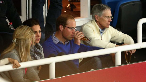 Prince William, Duke of Cambridge and Catherine, Duchess of Cambridge, watch the round 10 Super Rugby match between the Waratahs and the Bulls at Allianz Stadium.