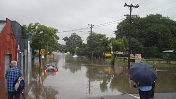Flooding in Northey Street, Windsor in May 2009.