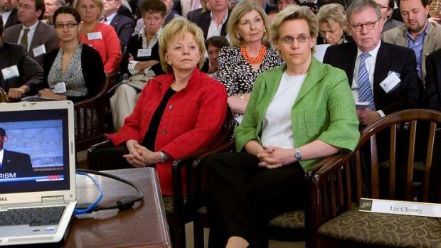 Mary Cheney, in green, daughter of former vice-president Dick Cheney, with mother, Lynne.