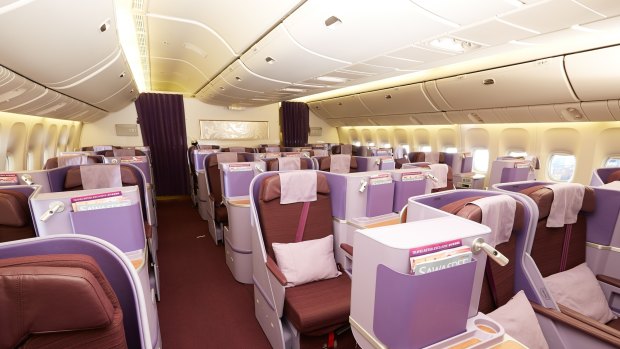 Front view of business class on a 777.