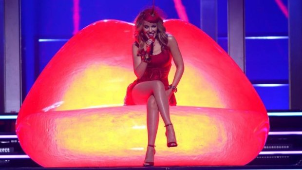 Kylie Minogue on her Kiss Me Once Tour.