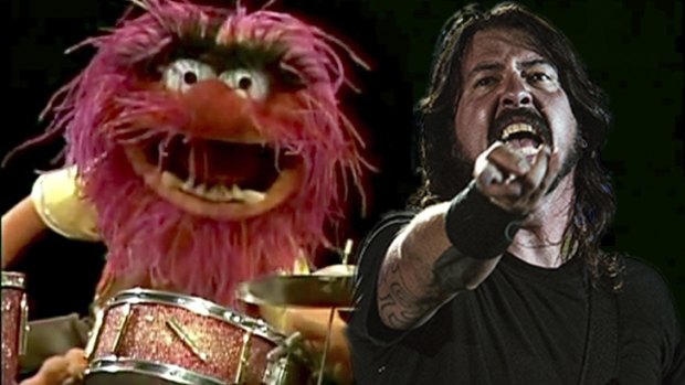 Dave Grohl has challenged Animal to a drum-off on The Muppets.