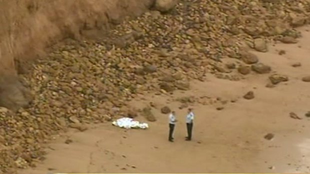 The scene at Bells Beach where a male teacher died after students from Shelford Girl's Grammar in Caulfield were rescued from the surf.