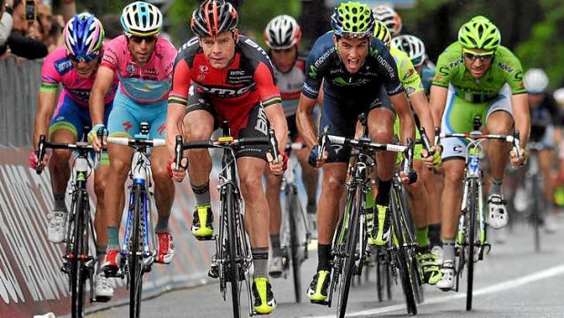 Safely home: Cadel Evans finishes fifth in stage nine.