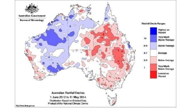 Drying in the east over the past 24 months.