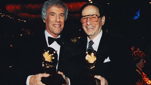 Composer Burt Bacharach and lyricist Hal Davidpose after receiving the Grammy Trustee Award in 1997.