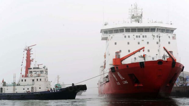 The Chinese icebreaker Xuelong, right, is on its way to the search area.