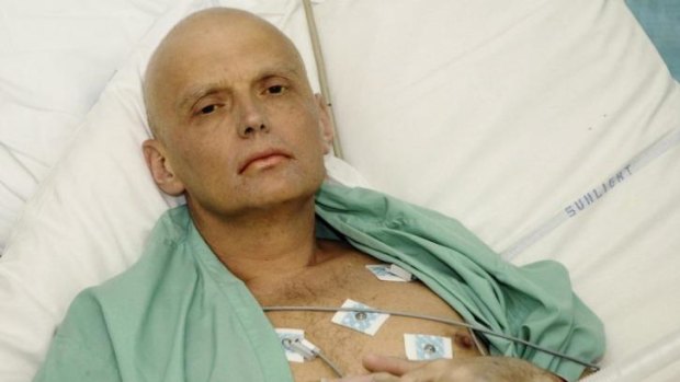 Former Russian spy Alexander Litvinenko in hospital before his death.