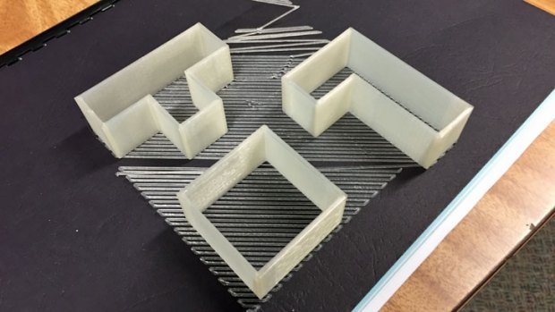 A second attempt to print Tetris cookie cutters was more successful, using XYZware's raft option to add a base to the print which easily peels away.