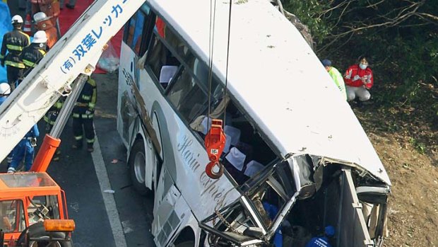 Dozens of holiday makers aboard a Disneyland bound bus crashed on a highway in Fujioka, north of Tokyo.