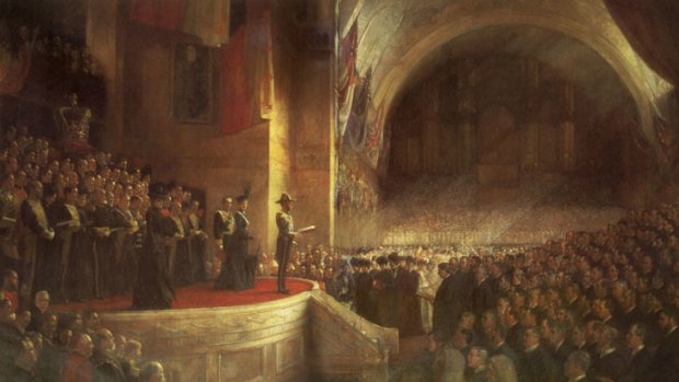 Tom Robert's painting of the Parliament's opening.