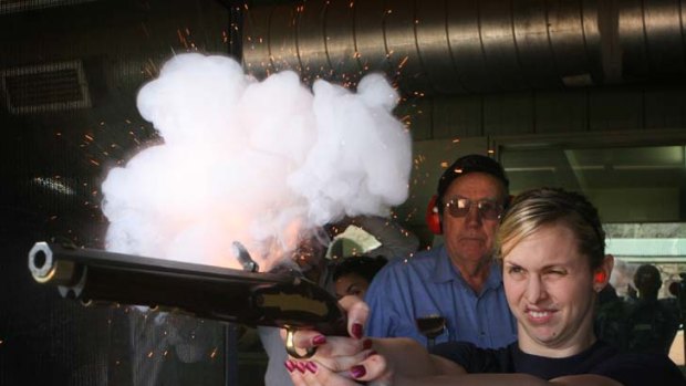 Trickett finger &#8230; Libby Trickett at a pistol club in 2007.