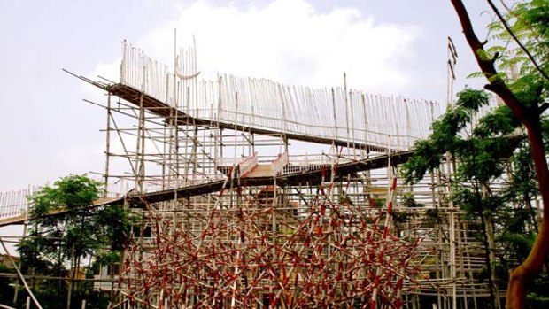 Hanoi ...  a scaffold sculpture created by Dao Anh Khanh.