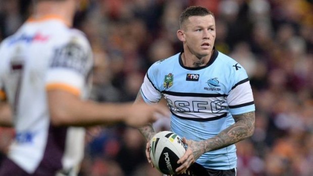 Todd Carney during the Sharks' victory against the Brisbane Broncos in Brisbane on Friday night.