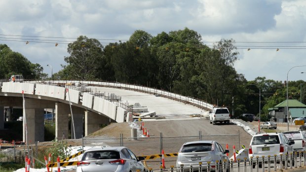 A new overpass being built on the New England Highway.