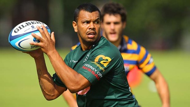 Utility ... Kurtley Beale trains at Moore Park yesterday.