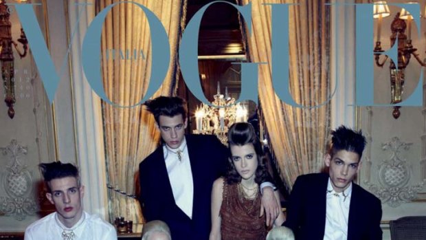 Cover buzz ... Chrystal Copland is the fourth Australian to grace Vogue Italia (seated right).