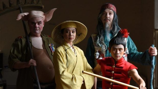 Cast: Theatre of Image's new musical of the ancient Chinese story of "Monkey". Pictured are (L-R) Darren Gilshenan, Aileen Huynh, Justin Smith and Aljin Abella.