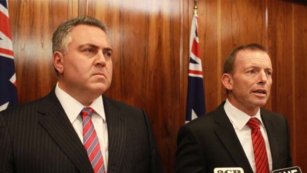 Under pressure ... Opposition leader Tony Abbott and Shadow Treasurer Joe Hockey.