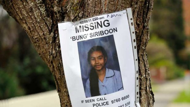A poster appealing for information about the disappearance of Siriyakorn Siriboon in Boronia.