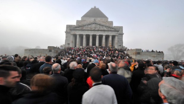 First light revealed a big crowd at the Shrine of Remembrance, despite expectations.