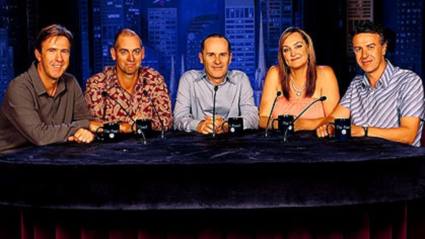 When comic Rob Sitch, second from left, 'dropped the f-bomb' on The Panel in 2001, only two complaints were made to the then Australian Broadcasting Authority. This marked a turning point in Australia's tolerance for swear words, according to some.