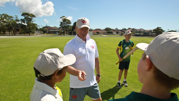 Fine line: Former Australian captain Steve Waugh mentors young players in Maroubra.