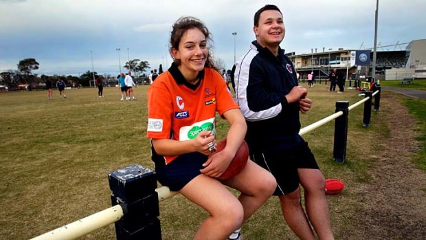 Geelong Football Umpires League officials Tiffany Farrow and Joey Kozina.