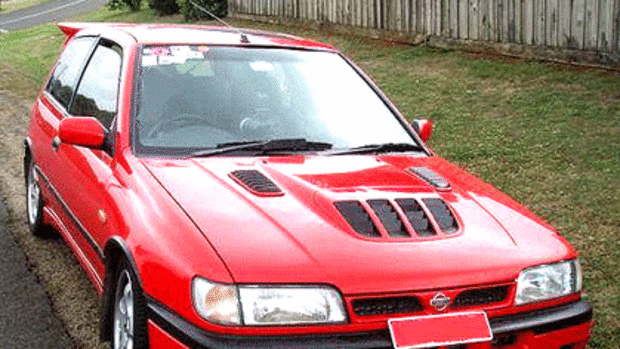 Impounded ... the 78-year-old 'hoon's' Nissan Pulsar.