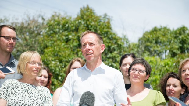Greens leader Shane Rattenbury with Greens MLA Caroline Le Couteur. Mr Rattenbury was the only ACT politician to vote against electoral reforms that created a campaign funding loophole.