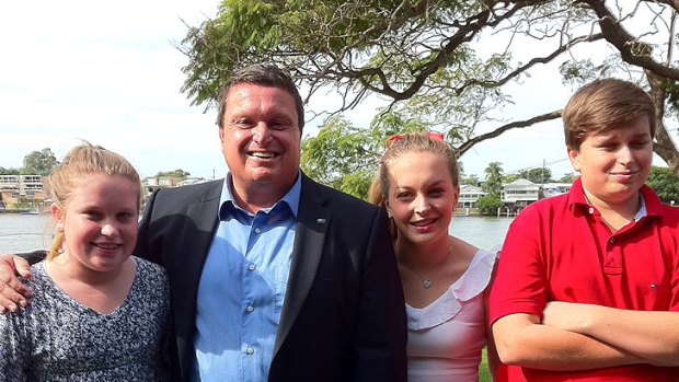 Labor candidate Ray Smith and his family out on the campaign trail in Brisbane.
