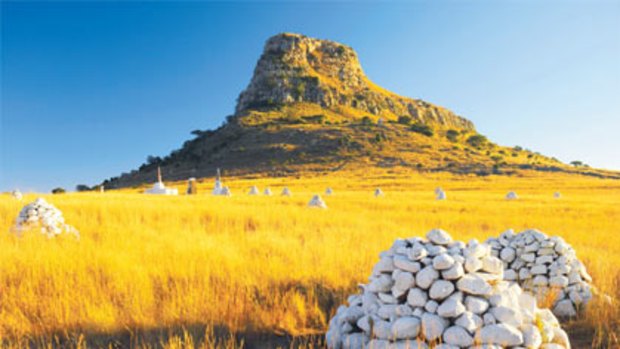 Cairns mark the battlefield of Isandlwana in KwaZulu-Natal.