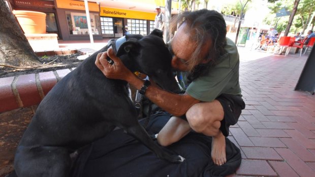 Dave and his dog have been living in a Mandurah mall for about two months.
