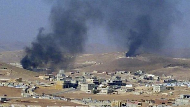 Smoke billows around the Lebanese town of Arsal, near the border with war-torn Syria.