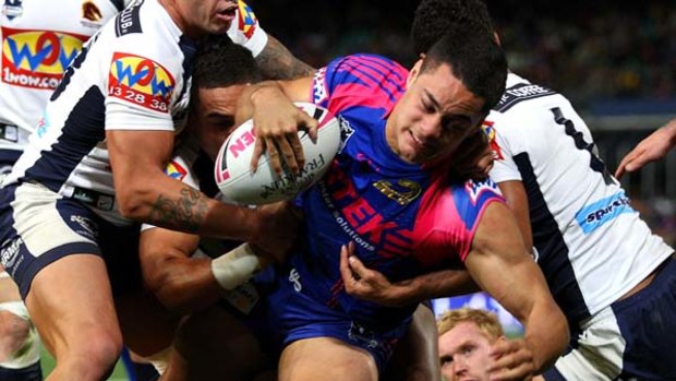 Jarryd Hayne scores the only try for the Eels against the Broncos.