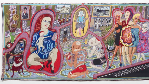 Detail from Grayson Perry's <i>The Adoration of the Cage Fighters</i>, from the series, <i>The Vanity of Small Differences</i>.