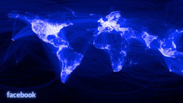 A map showing Facebook connections around the world.