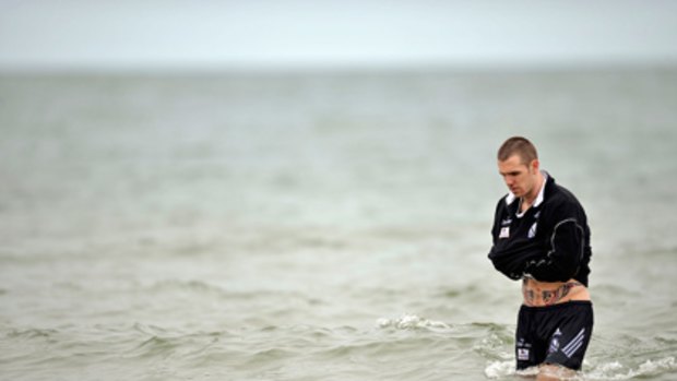 Dane Swan, who came third in the Brownlow Medal, at Collingwood's recovery session yesterday.