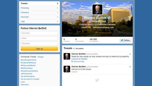 Warren Buffett's Twitter profile.