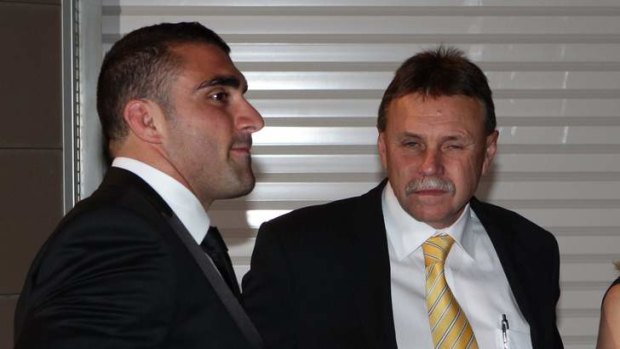 Parramatta Eels Chairman Steve Sharp (right) has talken out an AVO against former teammate Terry Leabeater
