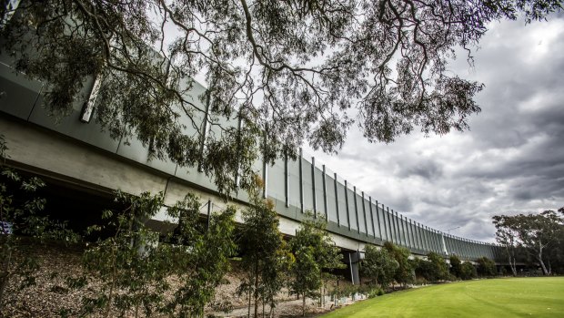 The sound barrier and South-Eastern Freeway over a section of Scotch College land for which the state government paid $5.4 million in a compulsory acquisition. 